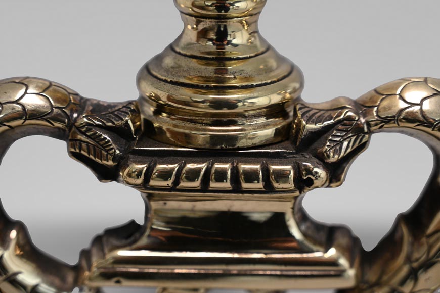 Paire de chenets aux poissons en bronze doré Paire de chenets aux poissons en bronze doré-5